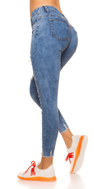 High Waist Jeans Destroyed Look Jeansblue
